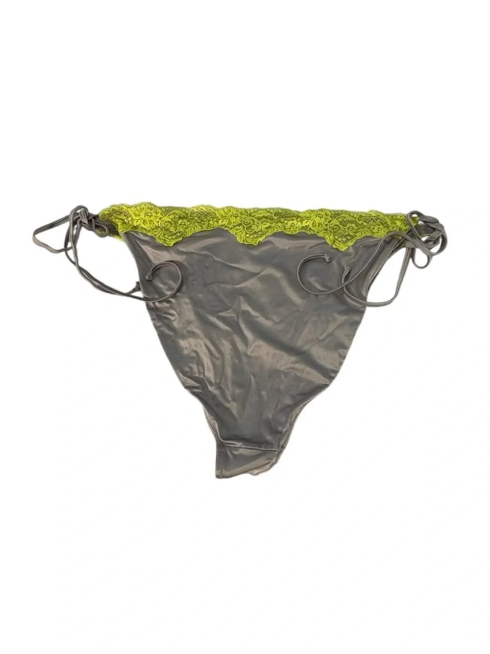 SKIMS Lace Swim Tie Bikini Bottom 3X Chrome Metallic Y2K Festival Ibiza RARE